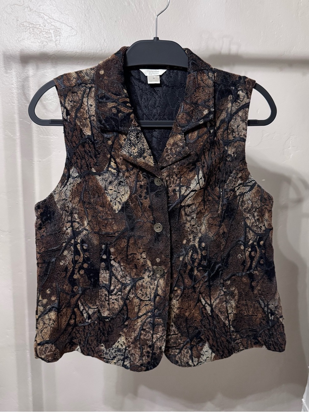 Christopher‎ & Banks Brown and Black Patterned Sleeveless Vest